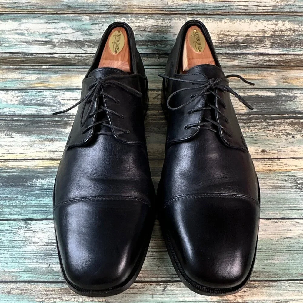 Florsheim Oxfords Mens 10.5D Welles Black Calfskin Leather Dress Shoes Cap Toe